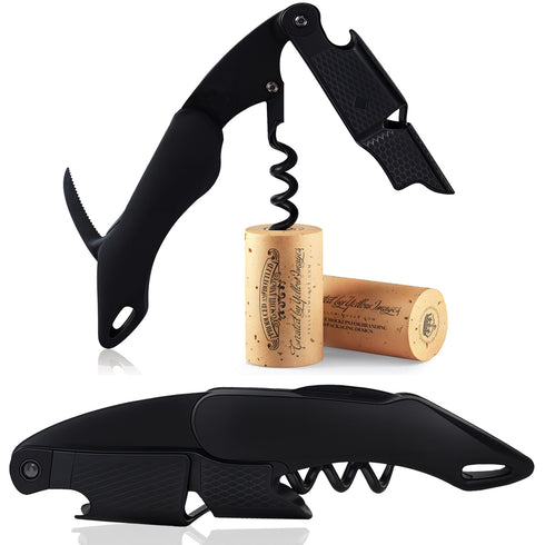 Waiter's Friend Corkscrew Wine Opener & Bottle Opener - Black